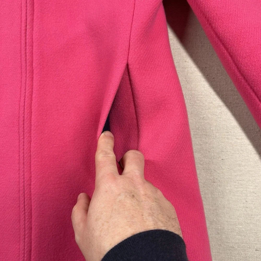 J. Crew Coat Womens 0P Petite Nello Gori Italian Stadium Cloth Wool Blend Pink - Picture 7 of 11